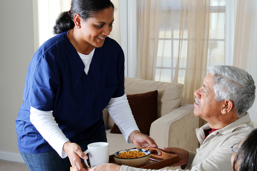 home health care worker elderly couple