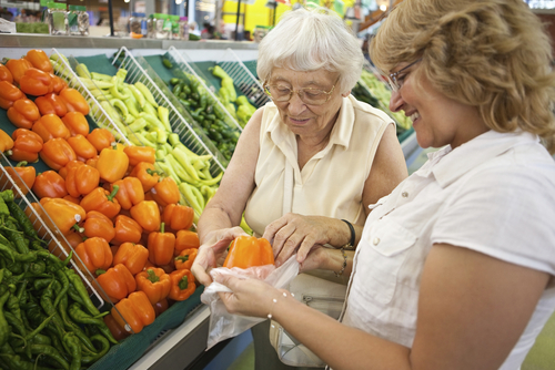 pair shopping in produce section